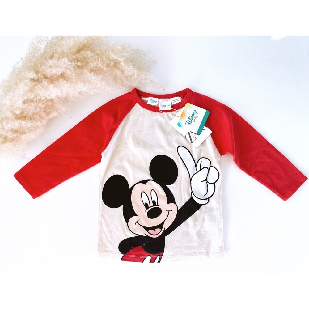 Zara Mickey Mouse Raglan Baseball Shirt